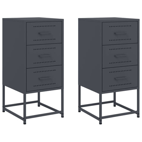vidaXL Bedside Cabinets 2 pcs Anthracite 36x39x78 cm Steel