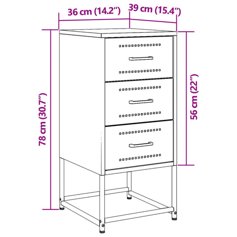 vidaXL Bedside Cabinet Mustard Yellow 36x39x78 cm Steel