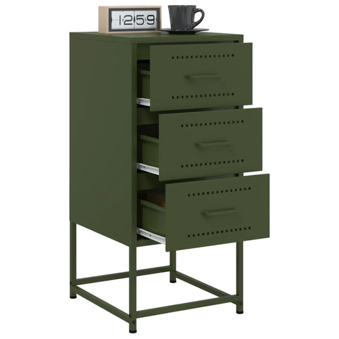 vidaXL Bedside Cabinet Olive Green 36x39x78 cm Steel