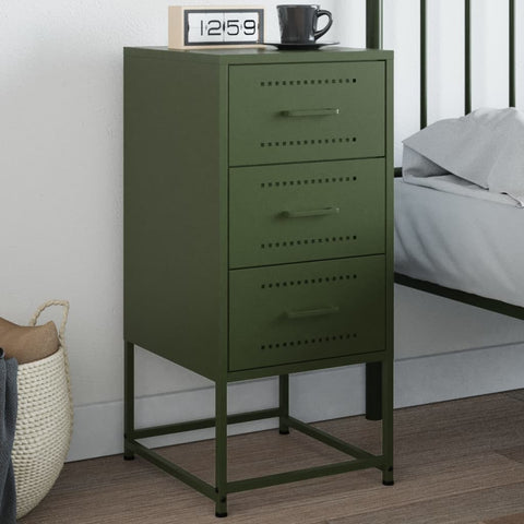 vidaXL Bedside Cabinet Olive Green 36x39x78 cm Steel