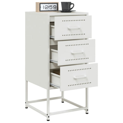 vidaXL Bedside Cabinet White 36x39x78 cm Steel