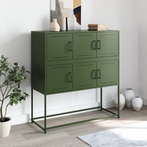 vidaXL Sideboard Olive Green 100.5x39x107 cm Steel
