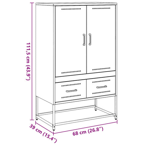 vidaXL Highboard Black 68x39x111.5 cm Steel