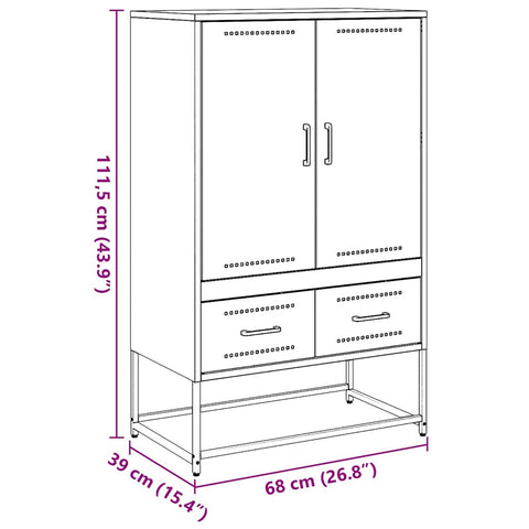 vidaXL Highboard Mustard Yellow 68x39x111.5 cm Steel