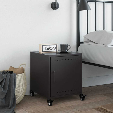 vidaXL Bedside Cabinet Black 36x39x43.5 cm Steel