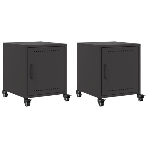 vidaXL Bedside Cabinets 2 pcs Black 36x39x43.5 cm Steel