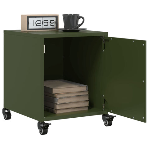 vidaXL Bedside Cabinet Olive Green 36x39x43.5 cm Steel