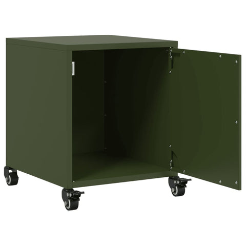vidaXL Bedside Cabinet Olive Green 36x39x43.5 cm Steel
