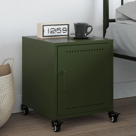 vidaXL Bedside Cabinet Olive Green 36x39x43.5 cm Steel