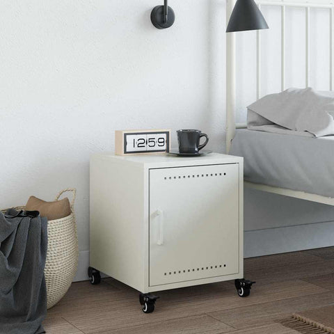 vidaXL Bedside Cabinet White 36x39x43.5 cm Steel