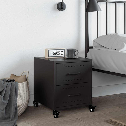 vidaXL Bedside Cabinet Black 36x39x43.5 cm Steel