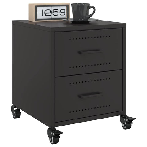 vidaXL Bedside Cabinet Black 36x39x43.5 cm Steel