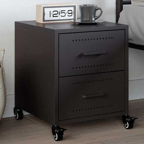 vidaXL Bedside Cabinet Black 36x39x43.5 cm Steel