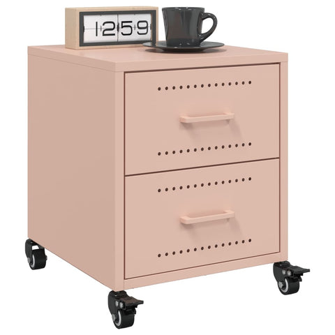 vidaXL Bedside Cabinet Pink 36x39x43.5 cm Steel