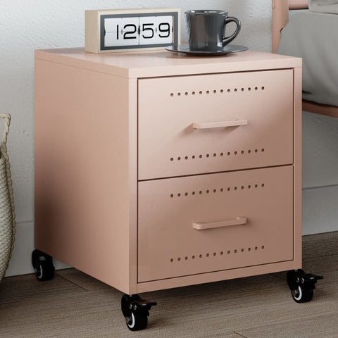 vidaXL Bedside Cabinet Pink 36x39x43.5 cm Steel