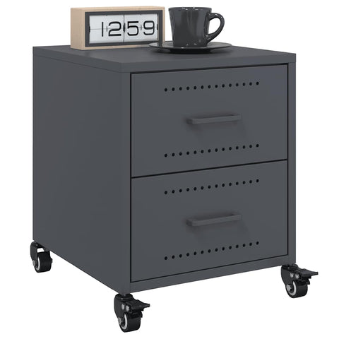 vidaXL Bedside Cabinet Anthracite 36x39x43.5 cm Steel