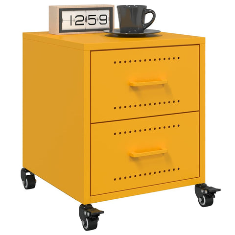 vidaXL Bedside Cabinet Mustard Yellow 36x39x43.5 cm Steel