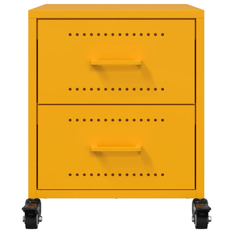 vidaXL Bedside Cabinet Mustard Yellow 36x39x43.5 cm Steel