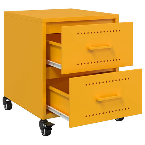 vidaXL Bedside Cabinet Mustard Yellow 36x39x43.5 cm Steel