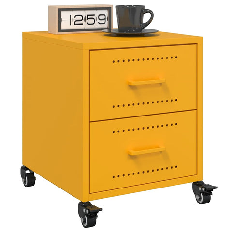 vidaXL Bedside Cabinets 2 pcs Mustard Yellow 36x39x43.5 cm Steel