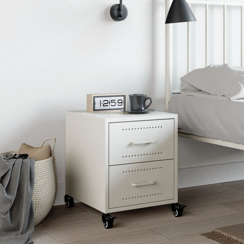 vidaXL Bedside Cabinet White 36x39x43.5 cm Steel