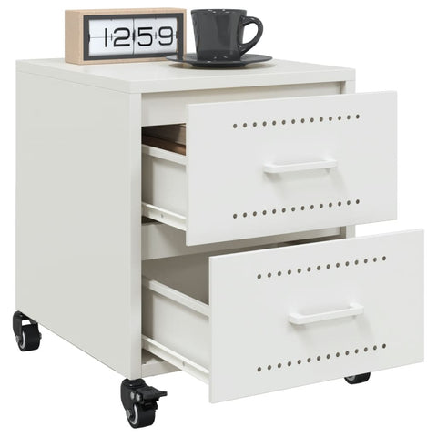 vidaXL Bedside Cabinet White 36x39x43.5 cm Steel