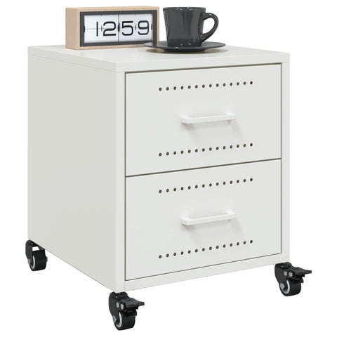 vidaXL Bedside Cabinet White 36x39x43.5 cm Steel