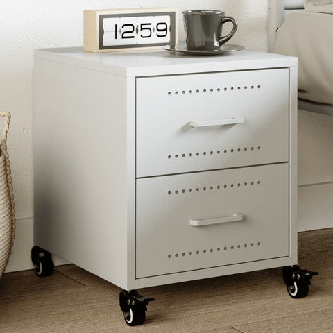 vidaXL Bedside Cabinet White 36x39x43.5 cm Steel