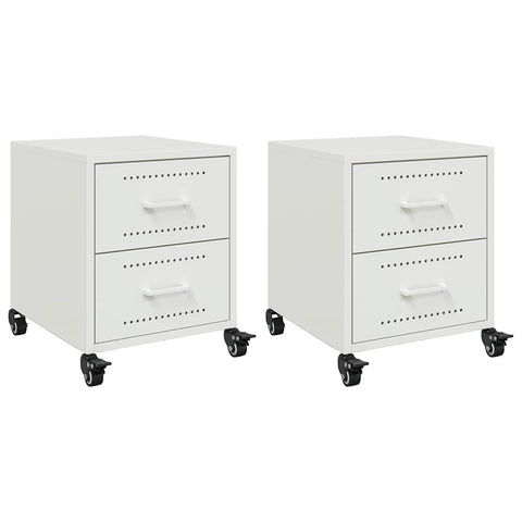 vidaXL Bedside Cabinets 2 pcs White 36x39x43.5 cm Steel