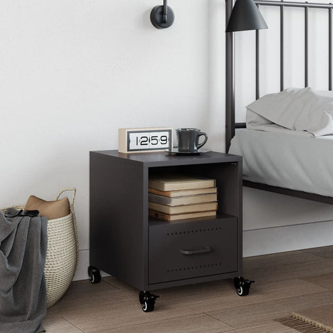 vidaXL Bedside Cabinet Black 36x39x43.5 cm Steel