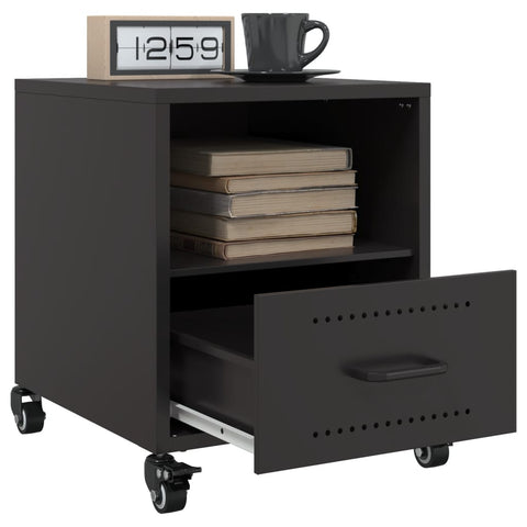 vidaXL Bedside Cabinet Black 36x39x43.5 cm Steel