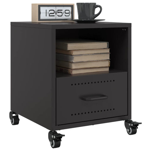 vidaXL Bedside Cabinet Black 36x39x43.5 cm Steel