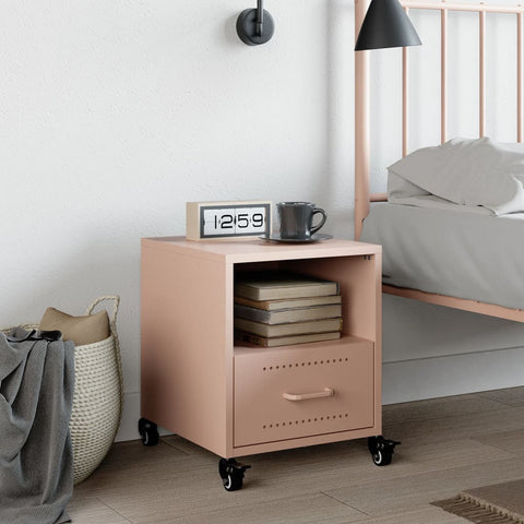 vidaXL Bedside Cabinet Pink 36x39x43.5 cm Steel