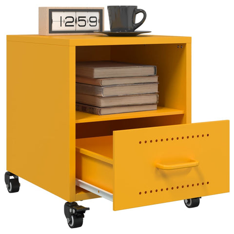 vidaXL Bedside Cabinet Mustard Yellow 36x39x43.5 cm Steel