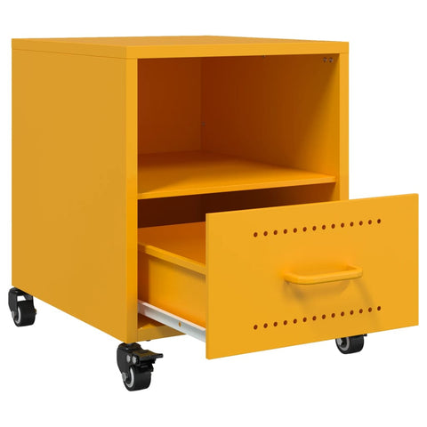 vidaXL Bedside Cabinet Mustard Yellow 36x39x43.5 cm Steel