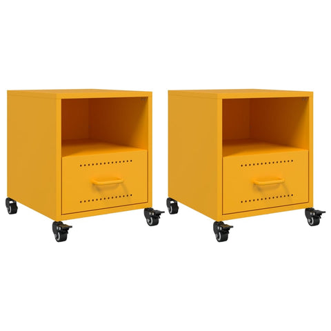 vidaXL Bedside Cabinets 2 pcs Mustard Yellow 36x39x43.5 cm Steel