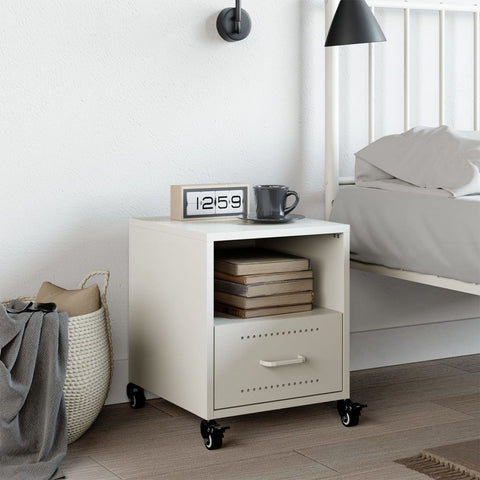 vidaXL Bedside Cabinet White 36x39x43.5 cm Steel