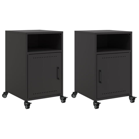 vidaXL Bedside Cabinets 2 pcs Black 36x39x59 cm Steel