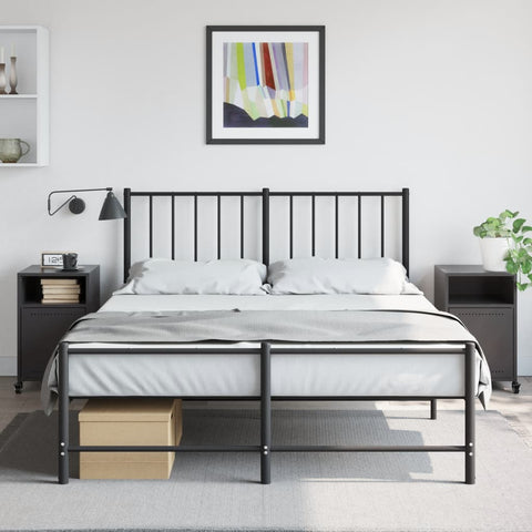 vidaXL Bedside Cabinets 2 pcs Black 36x39x59 cm Steel