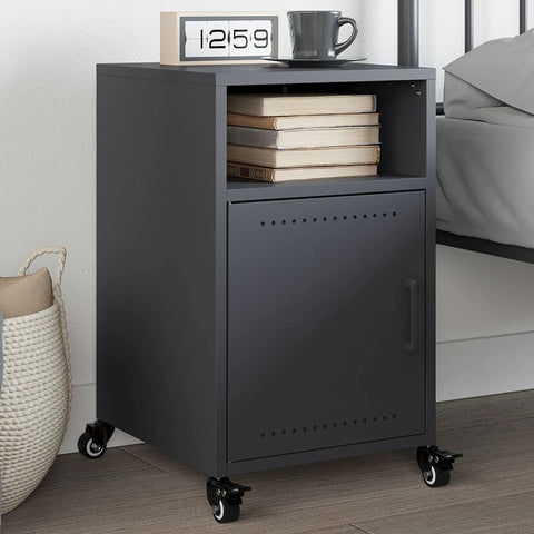vidaXL Bedside Cabinet Anthracite 36x39x59 cm Steel