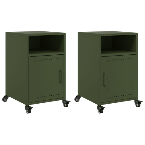 vidaXL Bedside Cabinets 2 pcs Olive Green 36x39x59 cm Steel