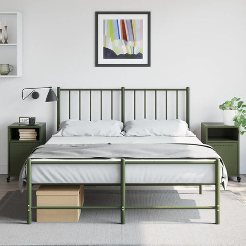 vidaXL Bedside Cabinets 2 pcs Olive Green 36x39x59 cm Steel