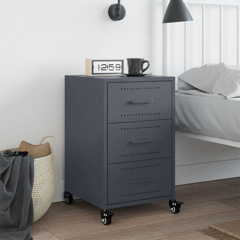 vidaXL Bedside Cabinet Anthracite 36x39x59 cm Steel
