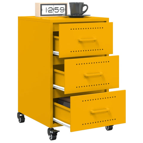 vidaXL Bedside Cabinet Mustard Yellow 36x39x59 cm Steel