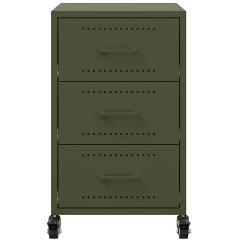 vidaXL Bedside Cabinet Olive Green 36x39x59 cm Steel