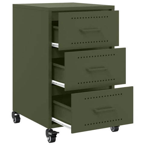 vidaXL Bedside Cabinet Olive Green 36x39x59 cm Steel