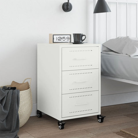 vidaXL Bedside Cabinet White 36x39x59 cm Steel
