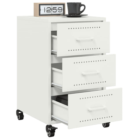 vidaXL Bedside Cabinet White 36x39x59 cm Steel