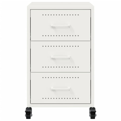 vidaXL Bedside Cabinet White 36x39x59 cm Steel