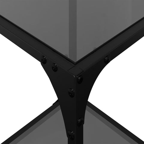 vidaXL Coffee Tables with Black Glass Top 2 pcs 30x30x40 cm Steel